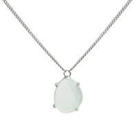 Kort halsband med grön sten i silver