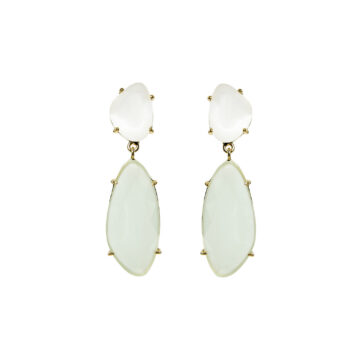 Starlight Silver Droplets Earrings with green stone