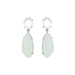 Starlight Silver Droplets Earrings with green stone