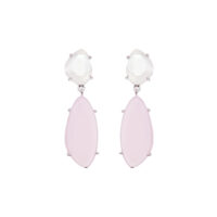 Starlight Silver Droplets Earrings with pink stone