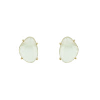 Classic gold stud earrings with green stone