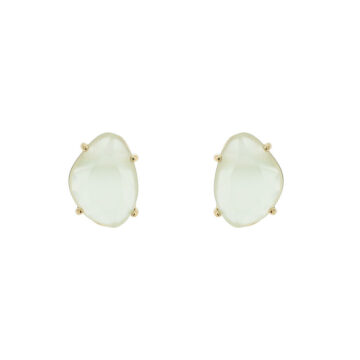 Classic gold stud earrings with green stone