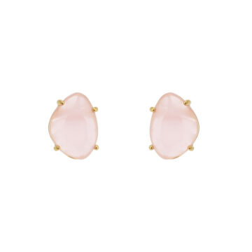 Classic gold stud earrings with pink stone