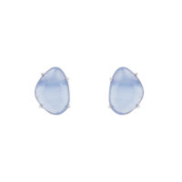 Classic silver stud earrings with blue stone