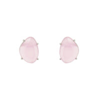 Classic silver stud earrings with pink stone