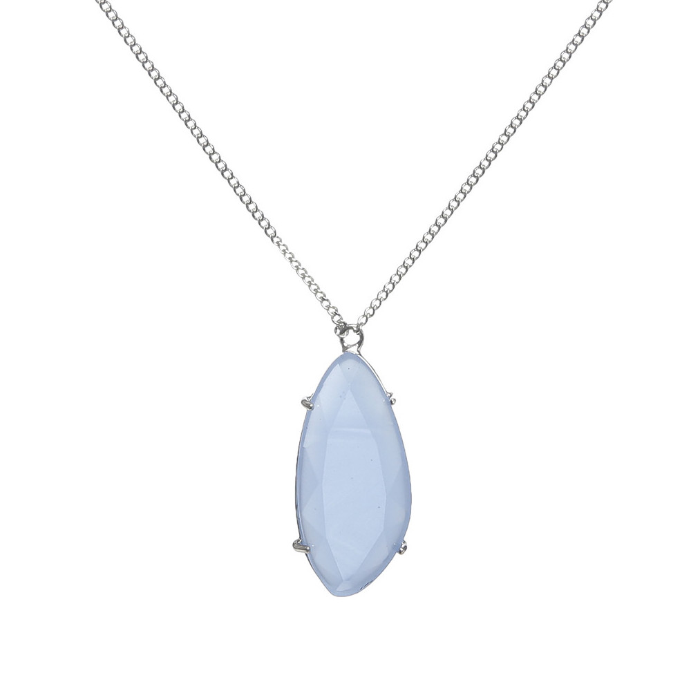 Silver long necklace with blue stone Silver long necklace with blue stone